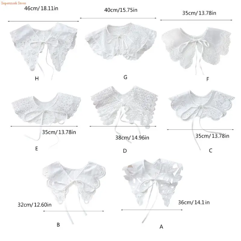 Q5WE Ajuste o colar decorativo ajustável Padrões renda decorativos Padrões renda poliéster macio desgaste casual formal