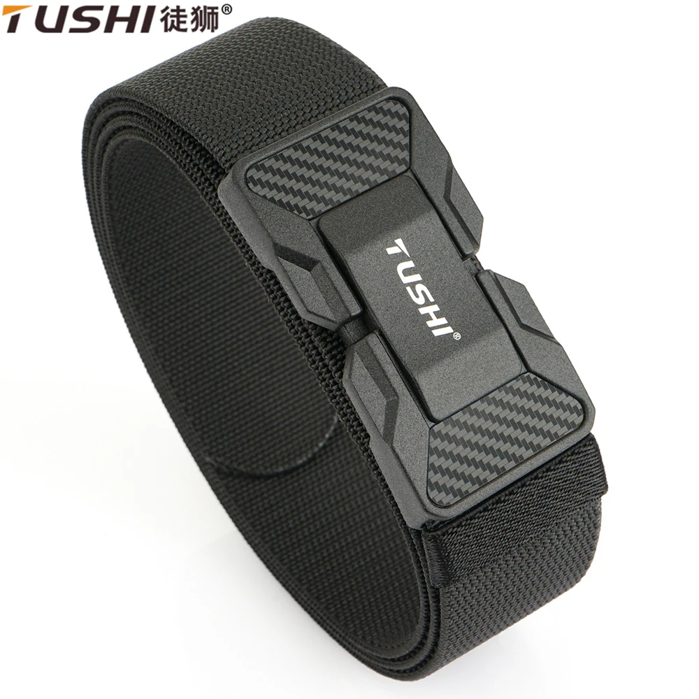 TUSHI New Tactical Belt Quick Release Magnetic Buckle Elastic Belt Real Nylon Sports Accessories men and women Military belt