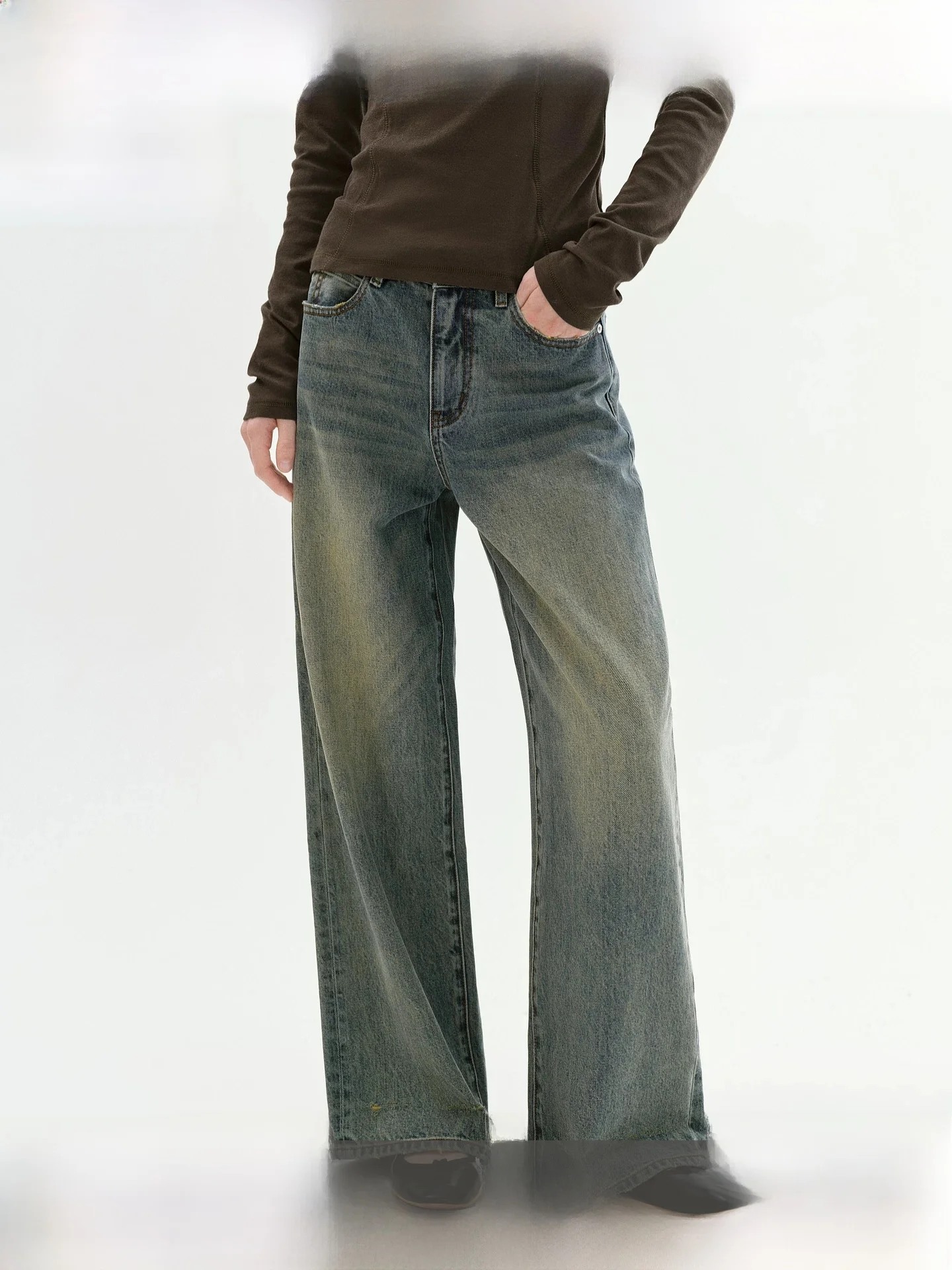 

Fano Classic Vintage High Waist Wide Leg Jeans Women's Practical Cotton 100 Spring Commute Style Loose Fit No Stretch