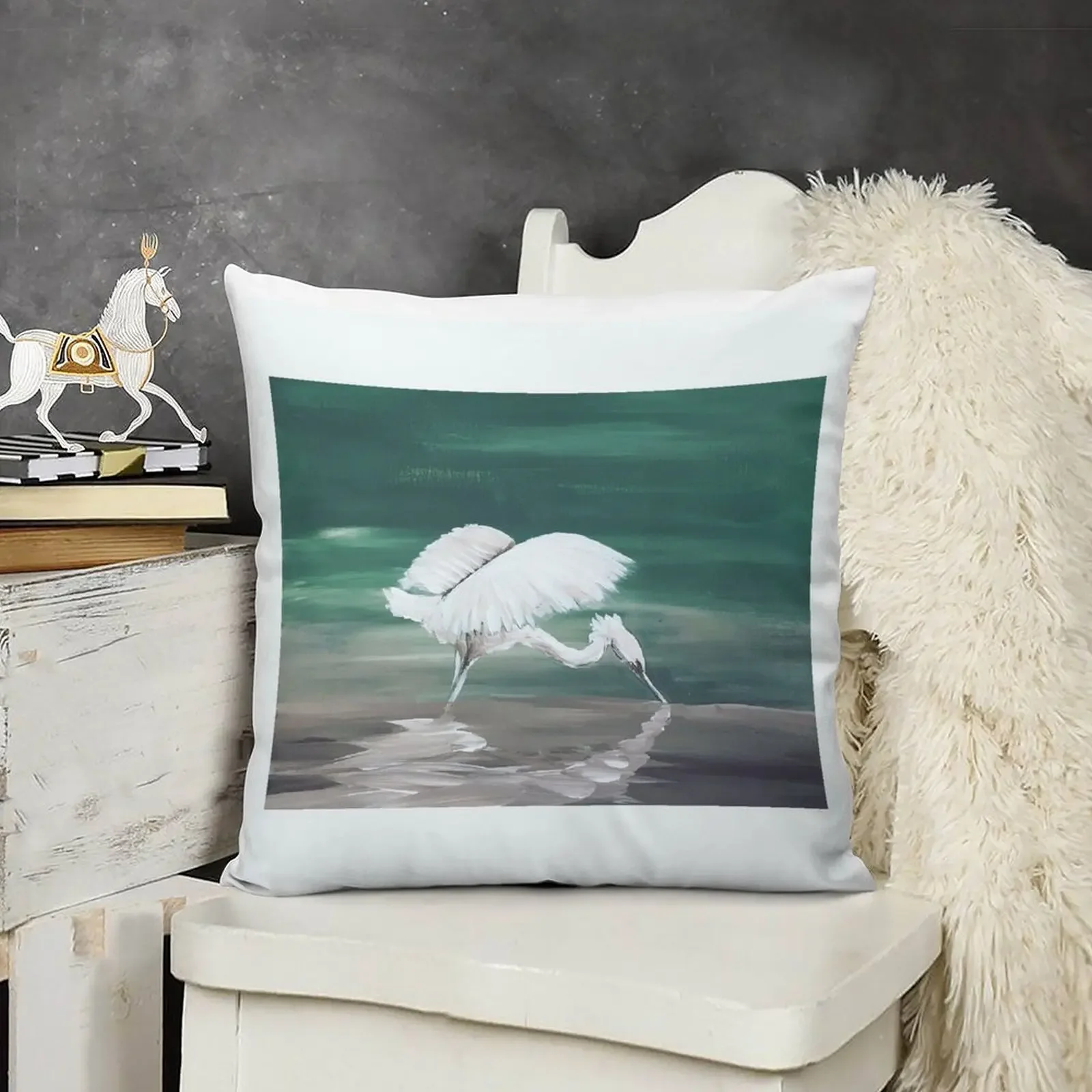 Egret Fishing Throw Pillow Christmas Throw Pillows Covers christmas cushions covers Christmas Pillow Covers pillow