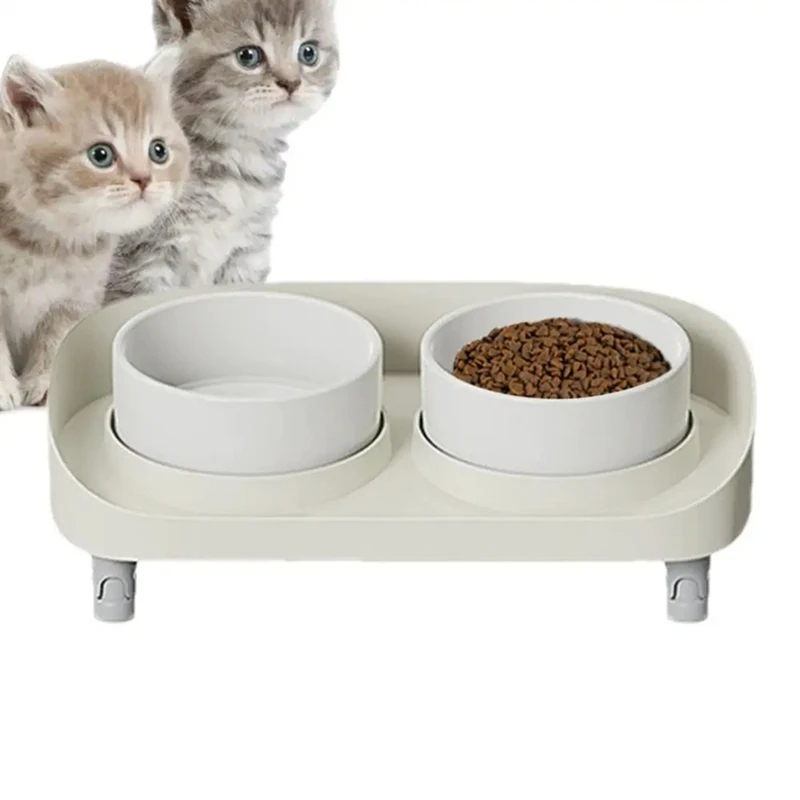 

Tilted Elevated Bowl Tall Cat Dishes Ergonomic Stress-Free Pet Feeder Dish Raised Cat Bowls With Non Slip Stand