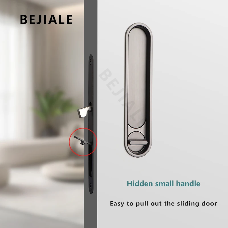 

Pocket Door Wooden Sliding Door Lock Sliding Door Lock With Side Handle Balcony Kitchen Bathroom Invisible Door Hook Lock