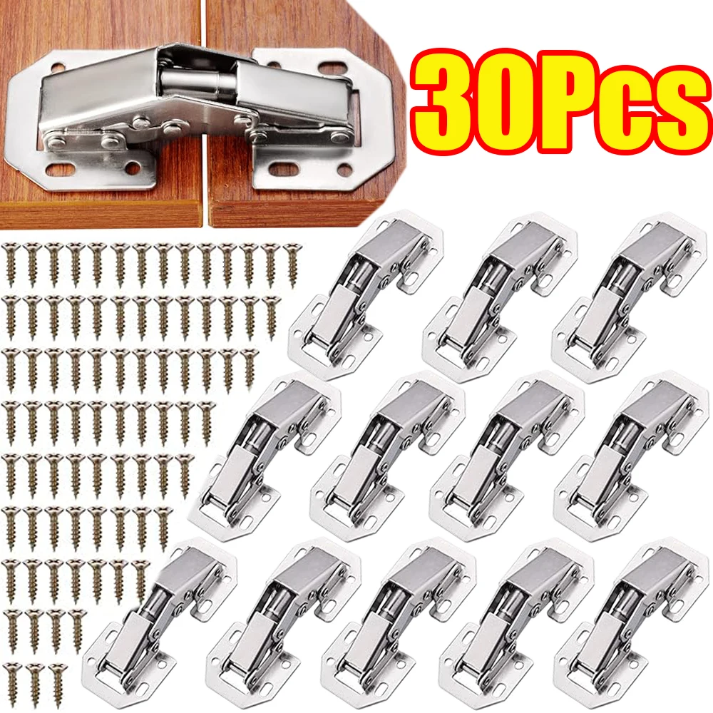 1-30Pcs Stainless Steel Hinge Cabinet Hinges Cupboard Door Hinges for Cabinet Doors Frameless, Concealed Cabinet Hinges