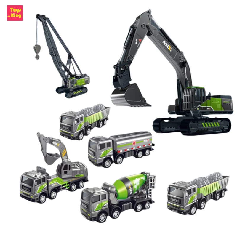 1/50 Simulation Excavator Alloy Head Children\'s Inertial Engineering Vehicle Truck Toy Crane Model Boy Birthday Christmas Gift