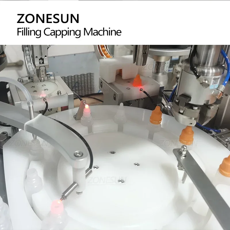 ZONESUN Tappatrice per riempimento pompa peristaltica per bottiglie di gocce automatiche rotanti da tavolo