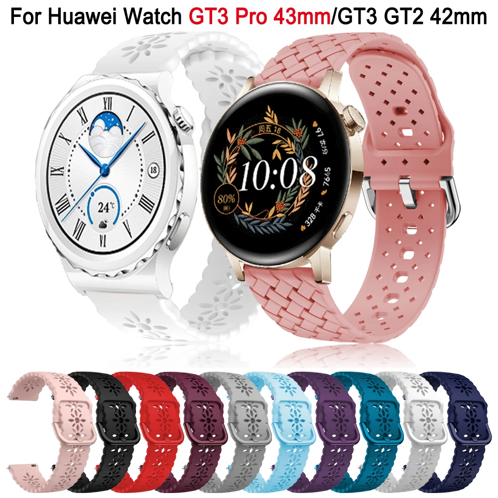 Replacement 20mm Lace Silicone Watchband For Huawei Watch GT 3 Pro 43mm Bracelet GT3 GT2 42mm Honor ES Girl Miss Woman Straps