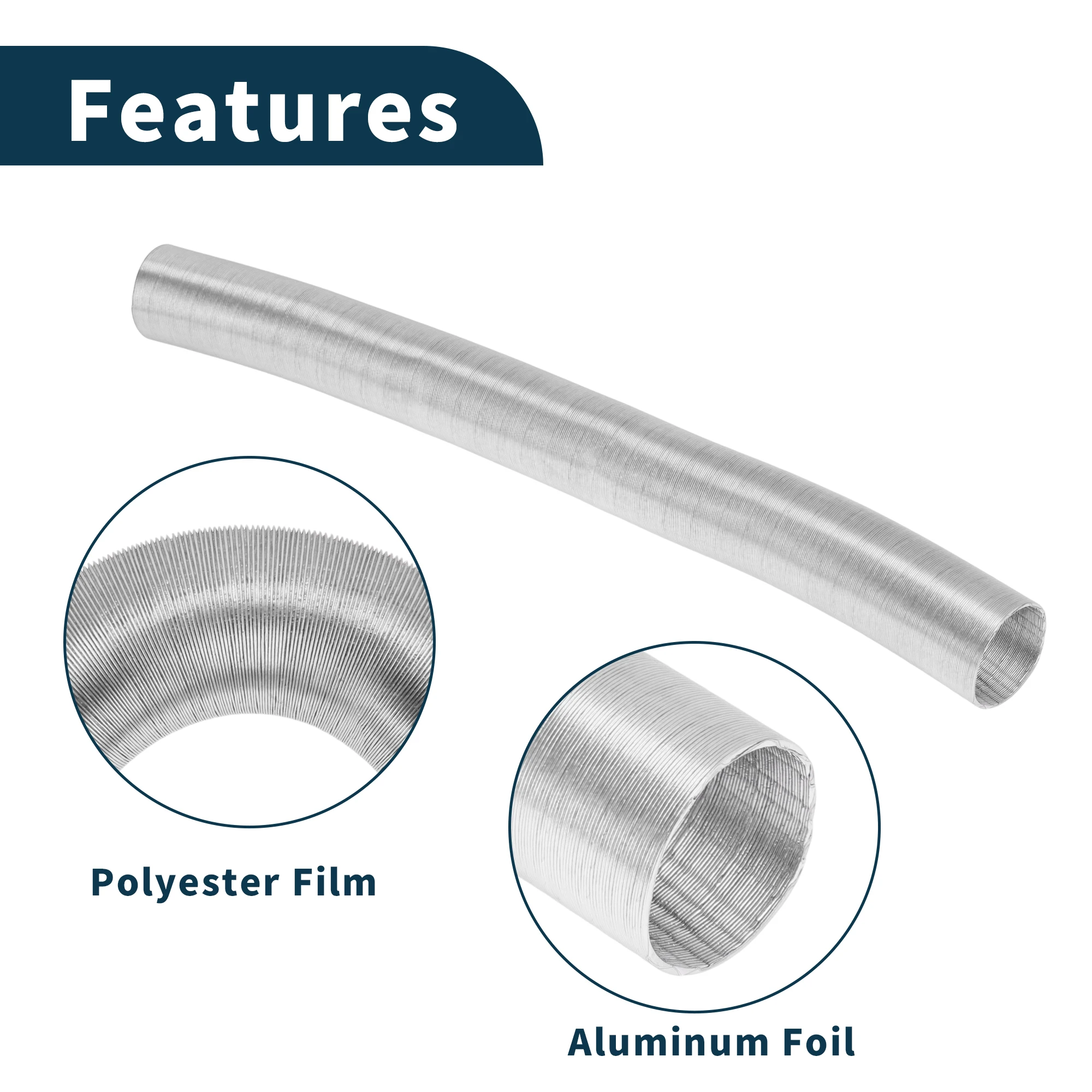 UXCELL 42mm Diametro 100cm Kit condotto di riscaldamento per auto Set di tubi flessibili per condotto aria calda per riscaldamento diesel Tono argento 1 set