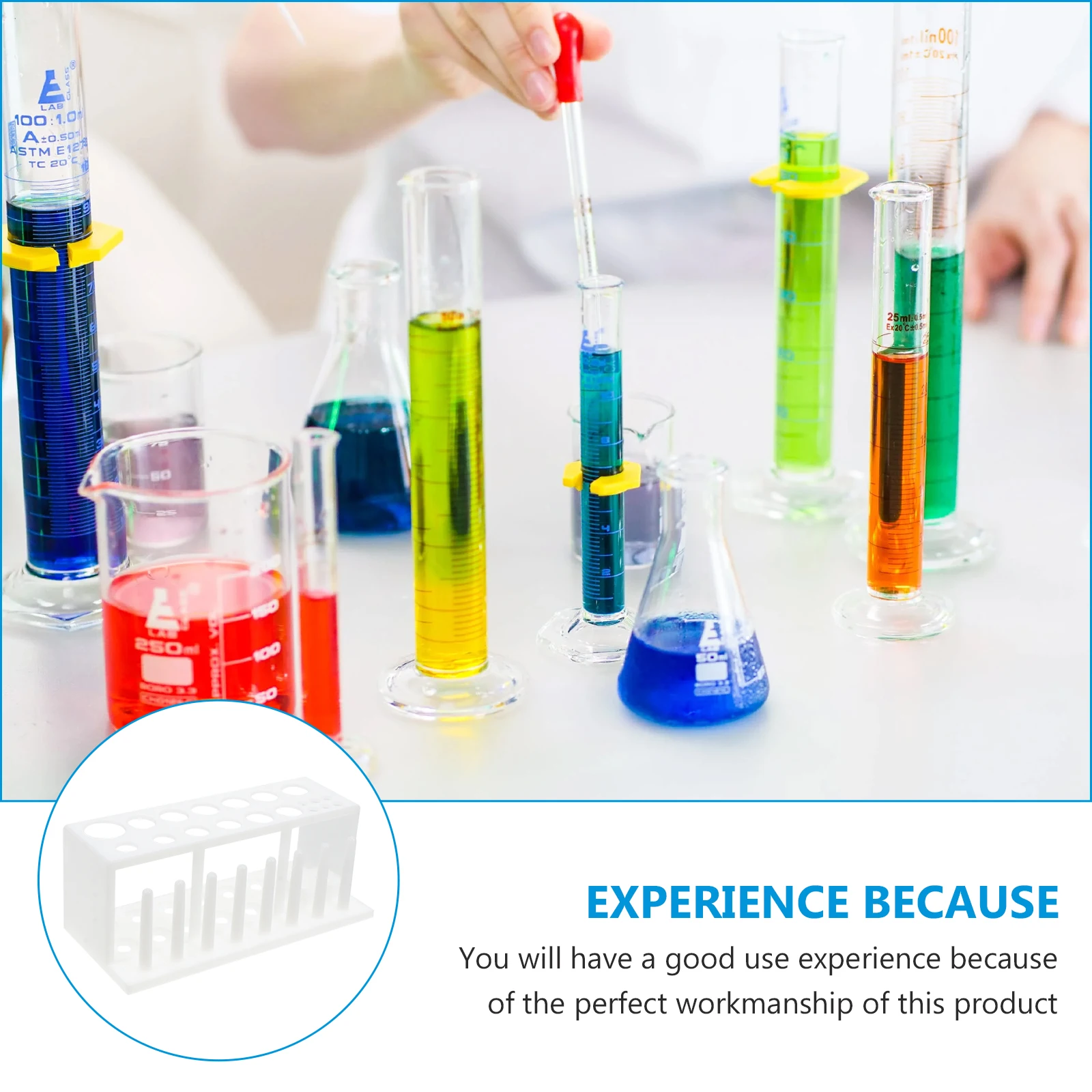

Chemical Test Tube Stand Plastic Holder Experiment Rack Laboratory White Storage