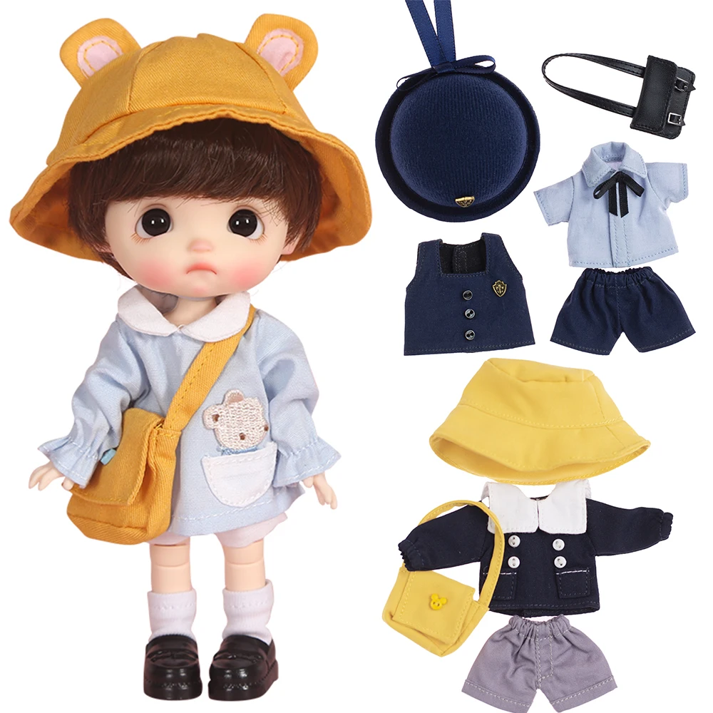 Ob11 Doll Clothes Kindergarten Set Cute School Uniform Hat Shirt Shorts Bag For Penny Obitsu11, Gsc, Molly, P9, Ymy, 1/12bjd