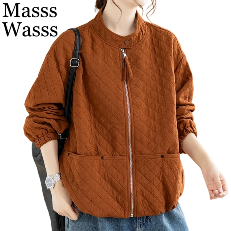 Masss Wasss Korean Winter Parkas Ladies Fashion Quilted Warm Jackets Womens Loose Casual Coats Classic Solid Thicken Outerwear