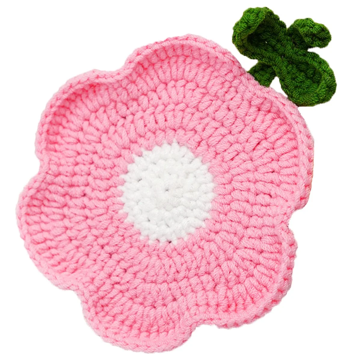 BomHCS 6PCS Multi Knitted Green Leaves Flower Mats for Cup tovagliette piccola tazza da caffè centrini