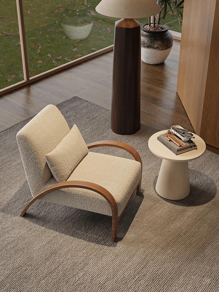 Wabi Sabi Wind كرسي أريكة فردي مصمم لغرفة المعيشة وشرفة B & B منطقة استراحة الفندق والاستقبال وطاولة واحدة وكرسيين