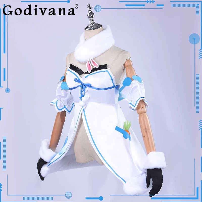 Costumi cosplay anime per ragazza di Halloween adorabile vestito Lolita uniforme set orecchio donna V Tuber Hololive trecce vestito da coniglietto