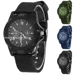 Fashion Waterproof Men Quartz Watch Soldier Canvas Strap Fabric Analog Wrist Watches Sports Wristwatches Clock