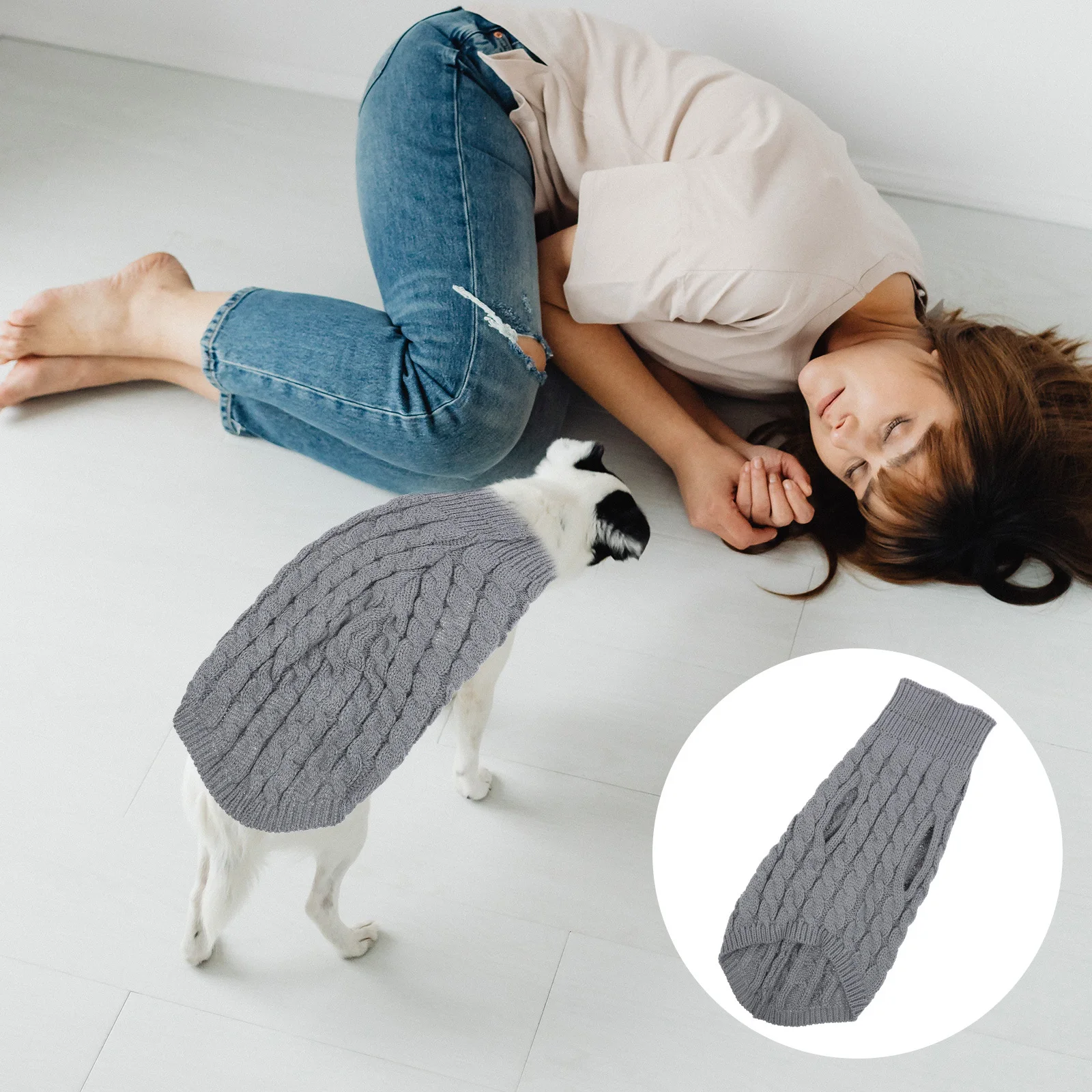 

Knitted Dog Sweater Thin Fashion Pet Costume For Durable Outdoor Use Christmas Birthday Party Photo Grey L
