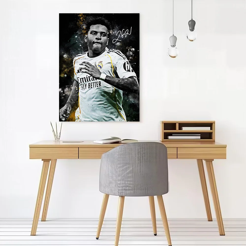 Rodrygo Player in Action Poster Canvas Wall Art Custom Photo Print Modern Painting for Fans Vintage Decor Living Room Bedroom