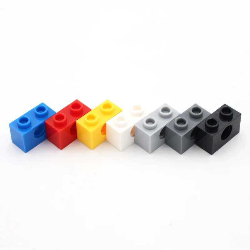 120pcs Technology 3700 Brick 1x2 with Hole Thick Bricks Building Blocks Technology Parts Compatible Accessories Mechanical