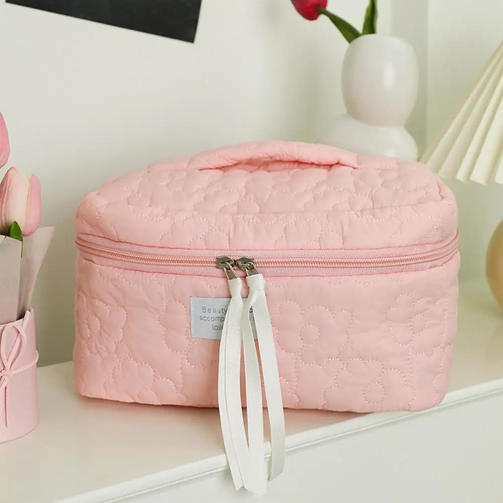 Cosmetic Travel Bag 2pcs Cotton Makeup Bags with Zipper Closure Capacity Travel Cosmetic Pouches Portable Toiletry for Women