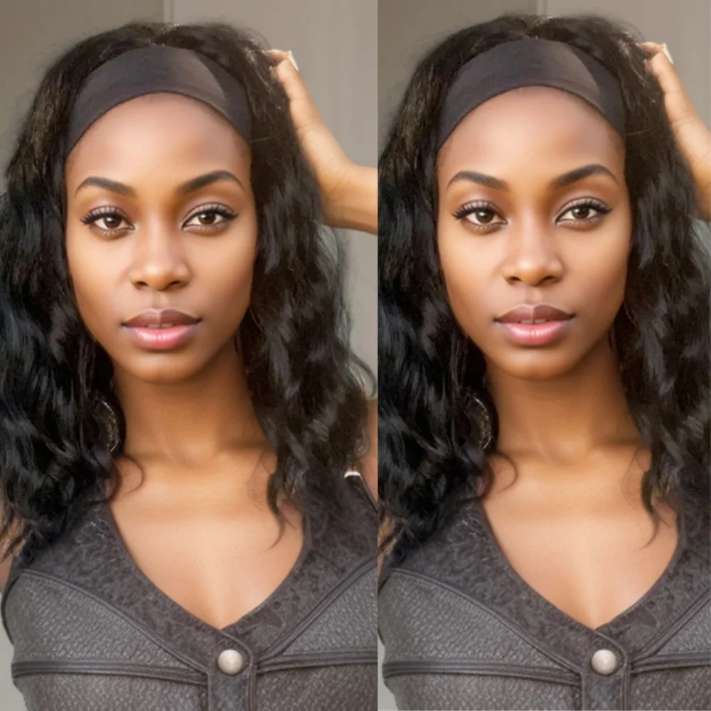 

Короткий волнистый вьющийся парик с повязкой на голову, термостойкое волокно, синтетический парик для женщин, повседневная одежда для вечеринок