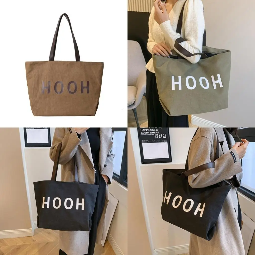 

D46D Canvas Bag Large Capacity Vintage Shopping Bag Versatile Shoulder Bag for Women