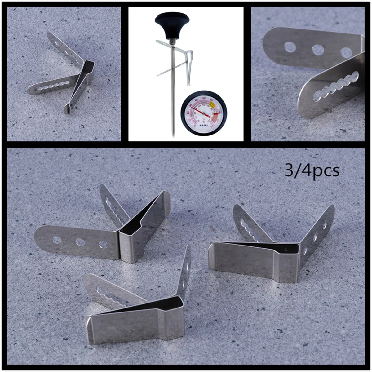 1-4 pcs Nontoxic Probe Clip Holder Stainless Steel Thermometer Holder for Measurement