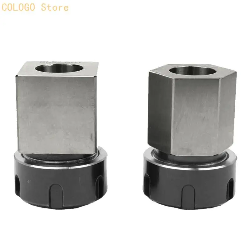 2 Pcs Practical ER32 Collet Chucks Block Set Lathe Turning Tool Square and Hexagonal Workpiece Holders H.S.S Durable D0LD
