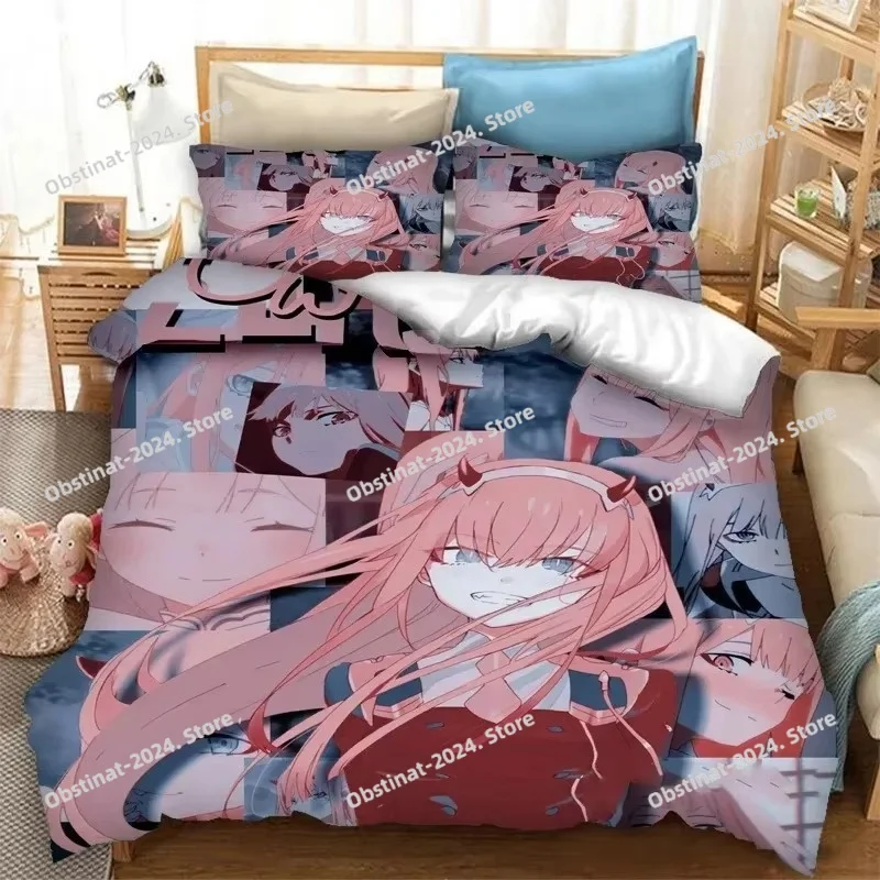 

DARLING in the FRANXX Zero Two 02 Bedding set Printed Duvet Cover Pillowcase Single Double Queen Super King Size Sets