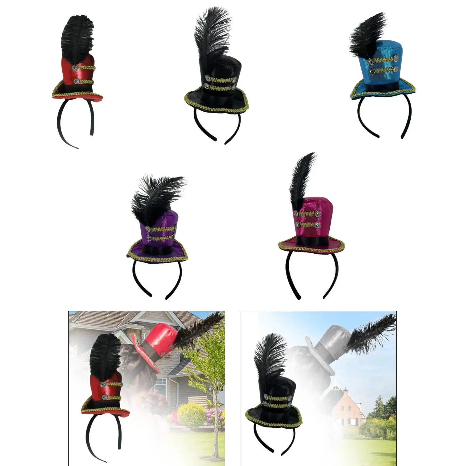 

Mini Top Hat Headband Creative Decoration Tea Party Headpiece for Birthday Stage