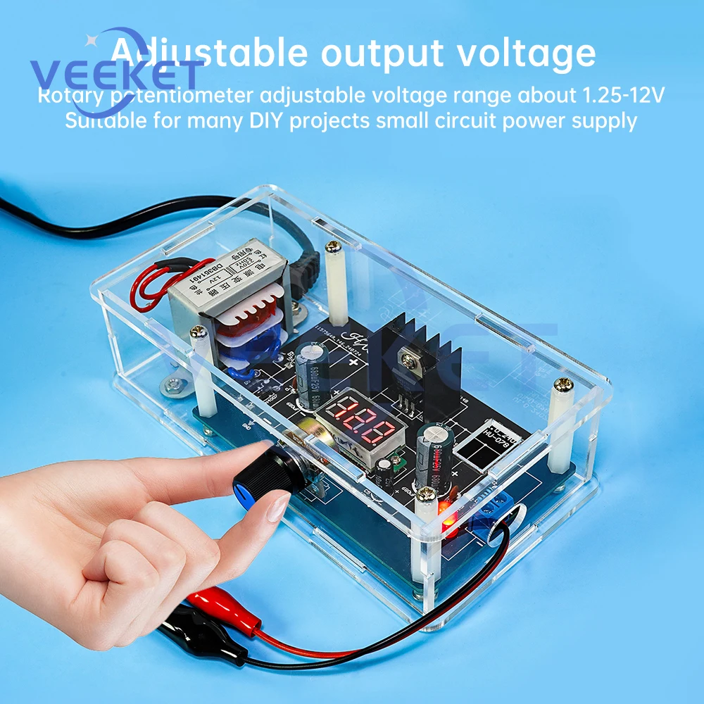DIY Electronic Kit LM317 Adjustable Regulated Voltage Step-down Power Supply Module 220V to 1.25V-12.5V for Learning