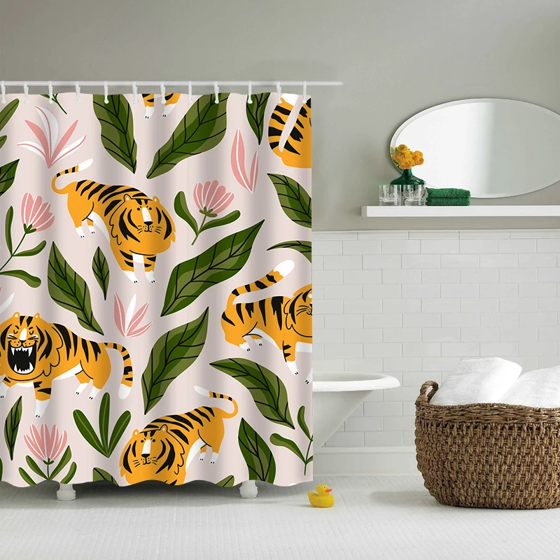 Cute Tiger Waterproof Shower Curtain Polyester Showering Bath Decoration Curtains In The Bathroom Home Shower Curtains 180x180cm