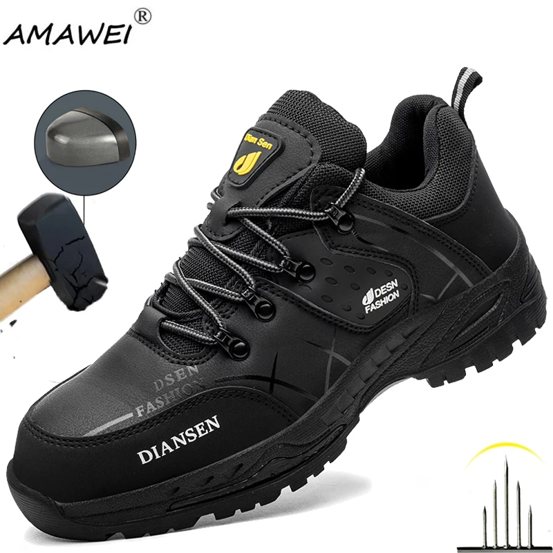 

Fashion Men Boots Safety Shoes Indestructible Work Shoes Protective Safety Boots Man Anti Smash Anti-Stab Safety Work Shoes