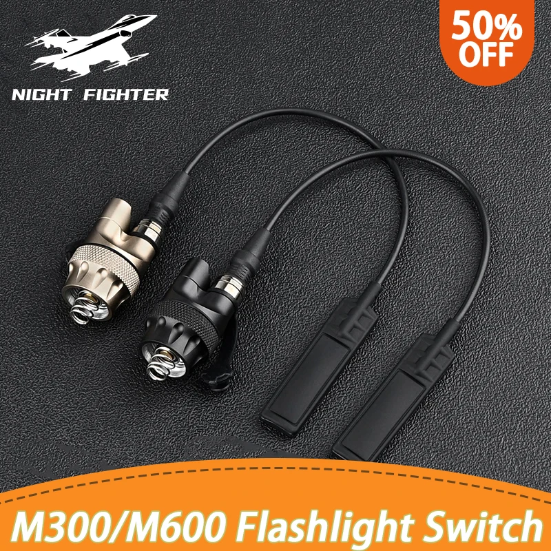 WADSN Metal Tail Cap Remote Pressure Switch Tail Cap For M300 M600 Tactical Flashlight Dual Control Switch Hunting Accessories