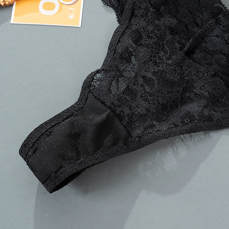 2PCS/Set Lace G-string Thong Panties for Woman Sexy Floral Underwear Transparent Women\'s Underpants Female Lingerie M-XXL