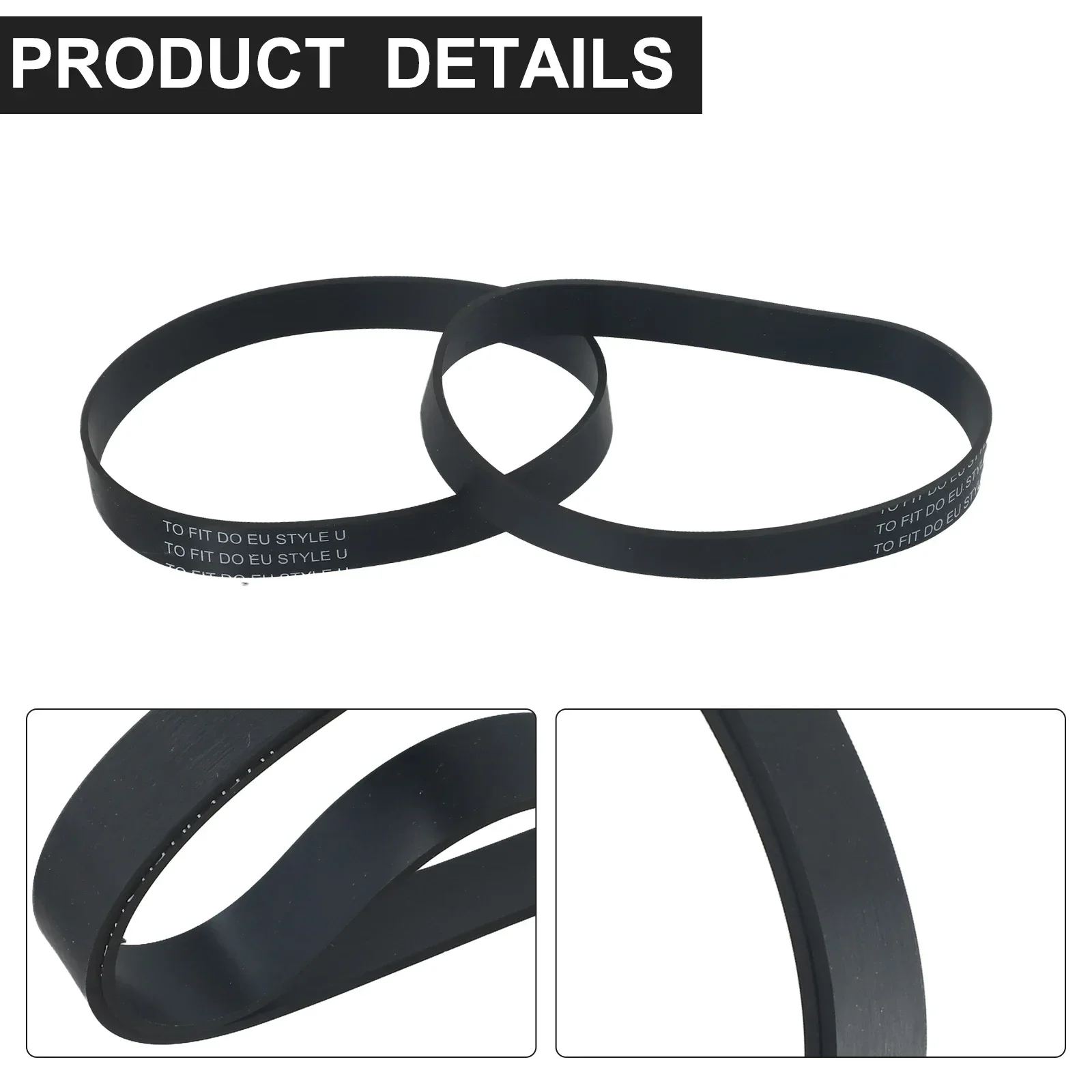 Black Power Path Belts Accessory Parts 2pcs/set Rubber For Eureka Powerspeed Lightweight Vacuum Model - NEU180 Supplies