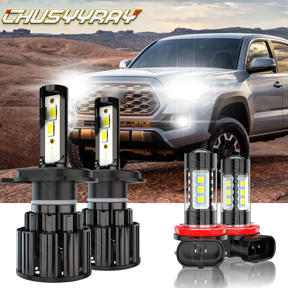 

CHUSYYRAY Compatible For Toyota Tacoma 2012 2013 2014 2015 4X LED Headlight High/Low Fog Light Bulbs Kit 6000K Super Bright