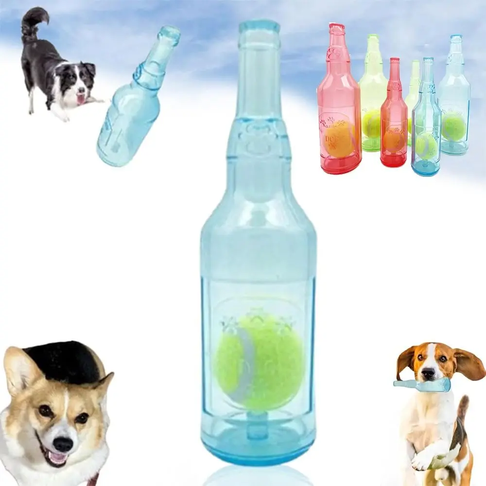 Plastic Crunchnplay Bottle Toy Water Bottle Cruncher Creative Dog Water Bottle Toy with Tennis TPR Bottle Chew Toys for Dogs