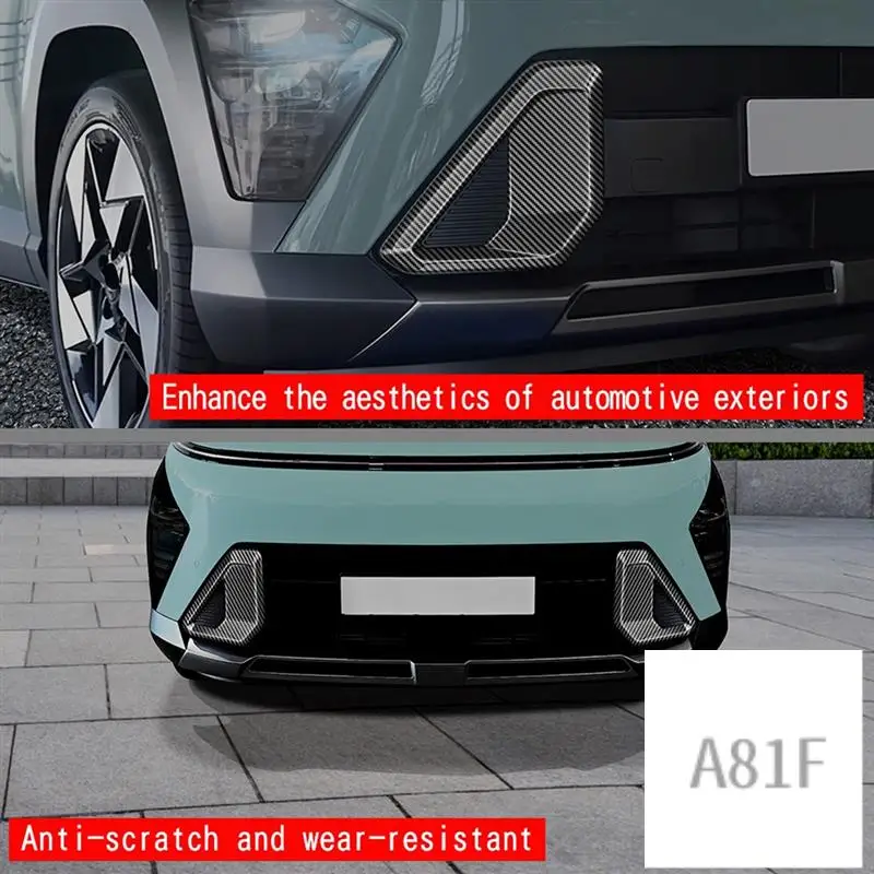 

Car Front Fog Lamp Light Cover Trim For Hyundai KONA 2024+ Car Trim Replacement Accessories Carbon Fiber Pattern