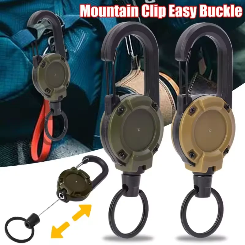 1Pcs Anti-theft Metal Easy-to-pull Buckle Rope Elastic Keychain Sporty Retractable Key Ring Anti Lost Yoyo Ski Pass ID Card