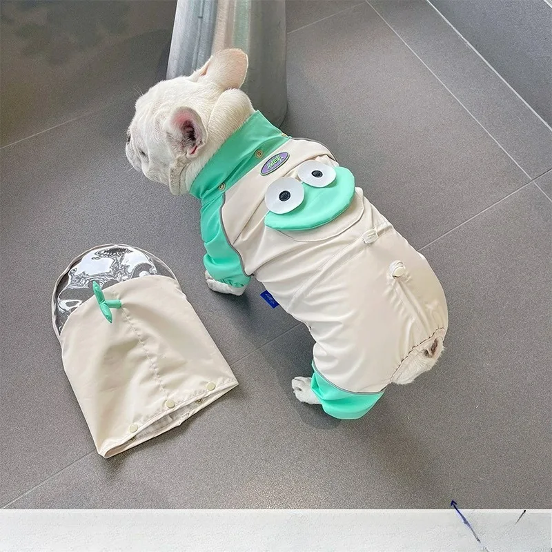 

designer funny Waterproof Dog Raincoat French Bulldog Schnauzer Four Legged Jumpsuits Dog Corgi Clothes Pet Rain Poncho