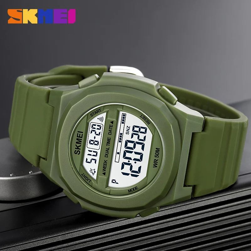 SKMEI-Montre numérique de sport pour enfants, montre-bracelet étanche, 2 horloges, compte à rebours, chronomètre, marque supérieure, mode