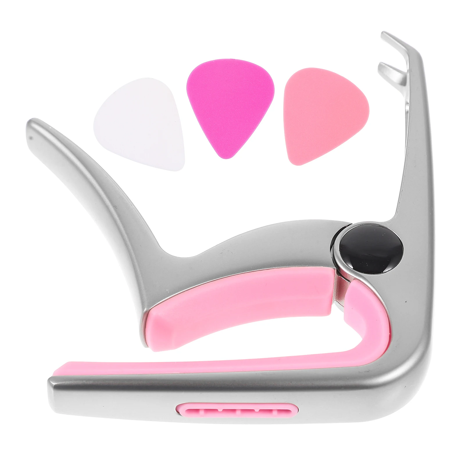 

Pink Guitar Capo for Acoustic Electric Classical Ukulele 3in1 Durable Compact Portable Music Accessories Tuner Strap No Drill