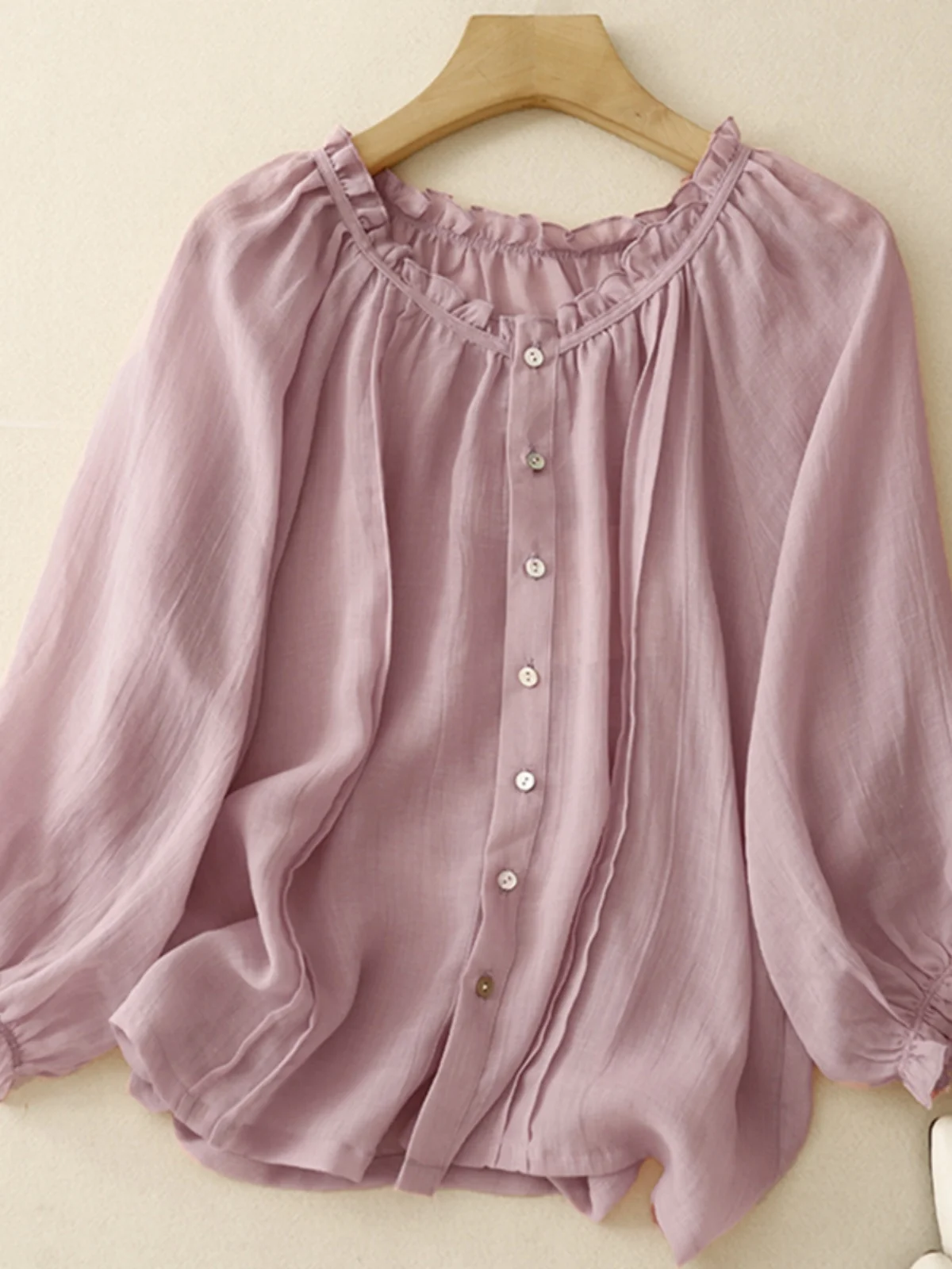 

Retro Cotton Linen Women's irt Summer Loose Lightweight Breathable Gored Cotton Linen Sun Protection Top