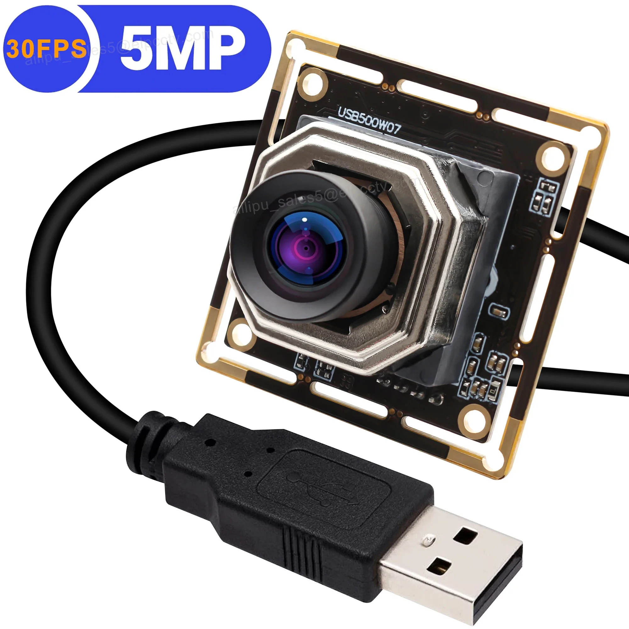 ELP 5MP UHD Autofocus USB Camera Module 1944P 30fps CMOS IMX335 No Distortion Webcam for Remote Learning, Video Conferencing