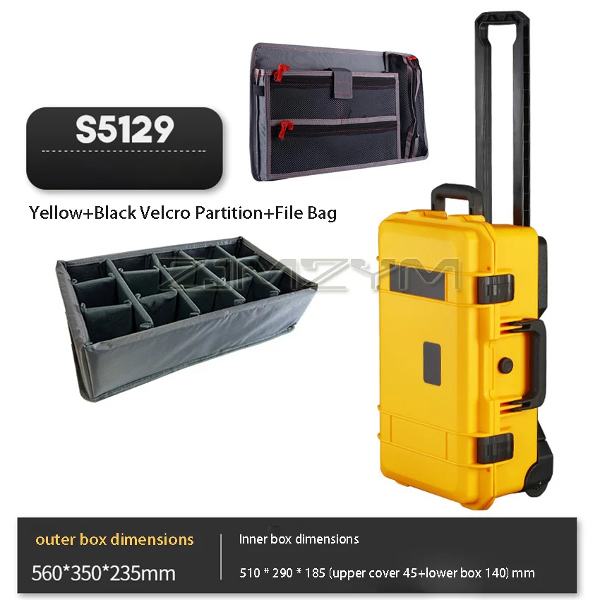 S-5129 Multi functional Plastic Toolbox DSLR Camera Notebook Photography Trolley Case Safety Protection Box