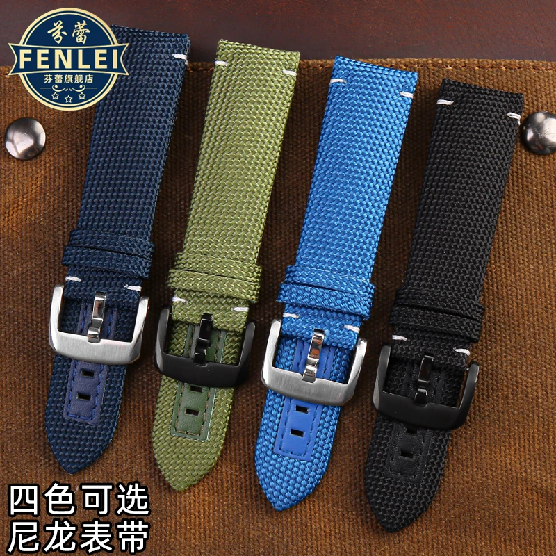 Men Sport watchband For Mido M026.629 M026.430 Ocean Star Pilot Nylon canvas Genuine Leather bottom watch strap 22mm Accessories