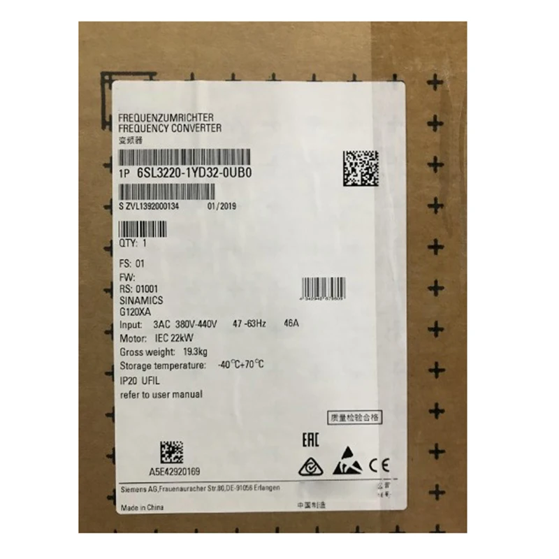 Brand new original 6SL3220-1YD32-0UB0 22 kilowatt inverter 6SL32201YD320UB0 spot
