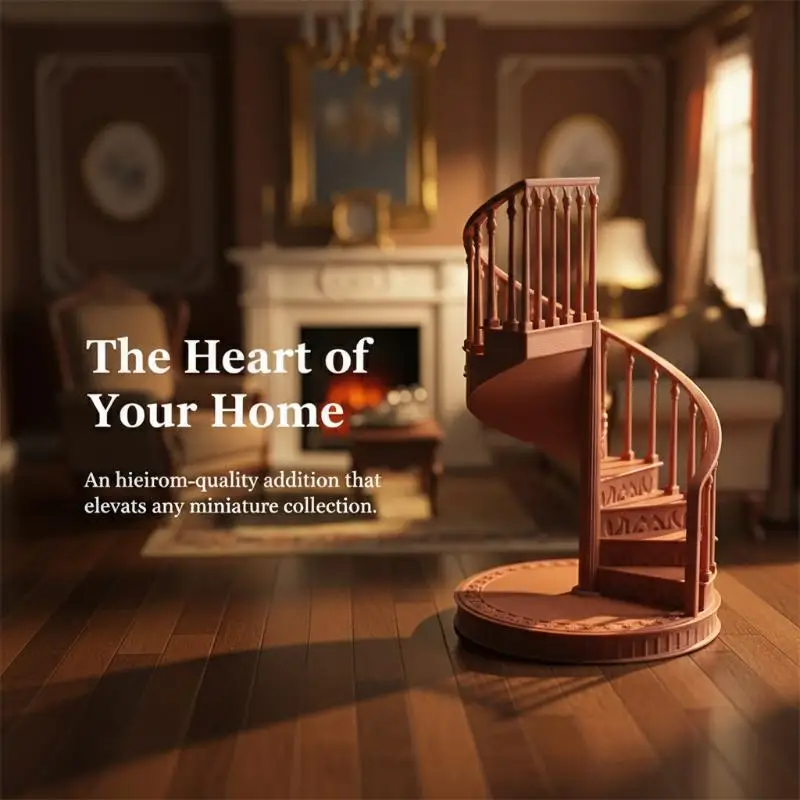 1 12 Scale Miniature Spiral Staircase Model European Vintage Dollhouse Furniture Decoration for Home Collector