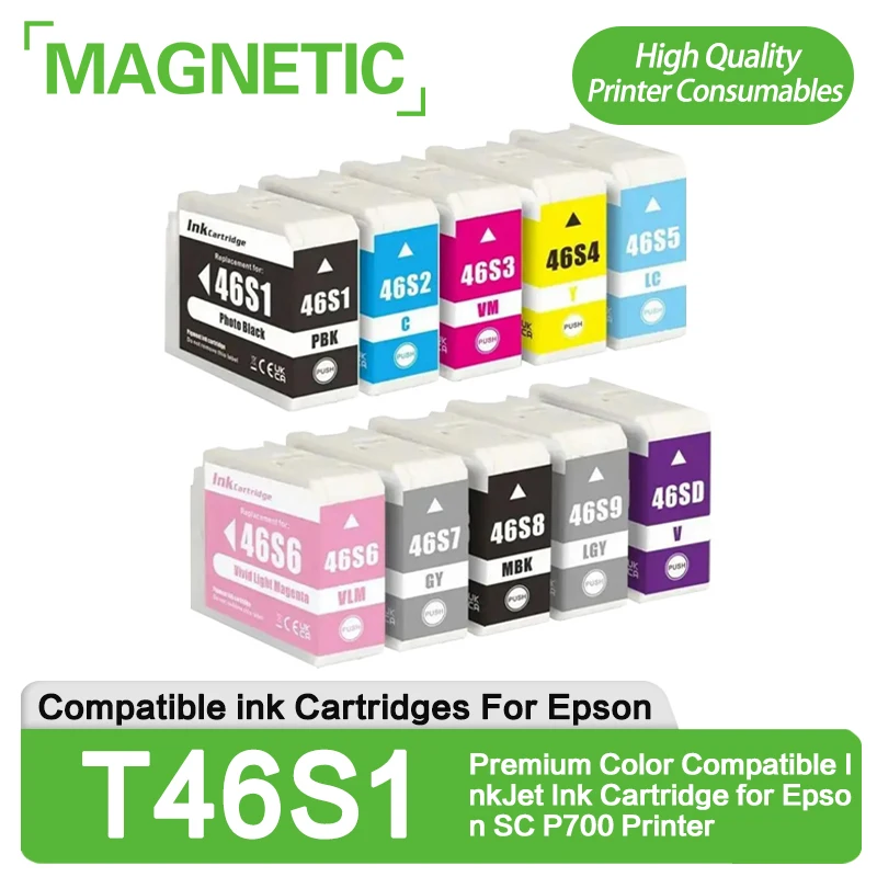 

T46S1 T46S2 T46S3 T46S4 T46S5 T46S8 T46SD Premium Color Compatible Stable Chip InkJet Ink Cartridge for Epson SCP700 Printer