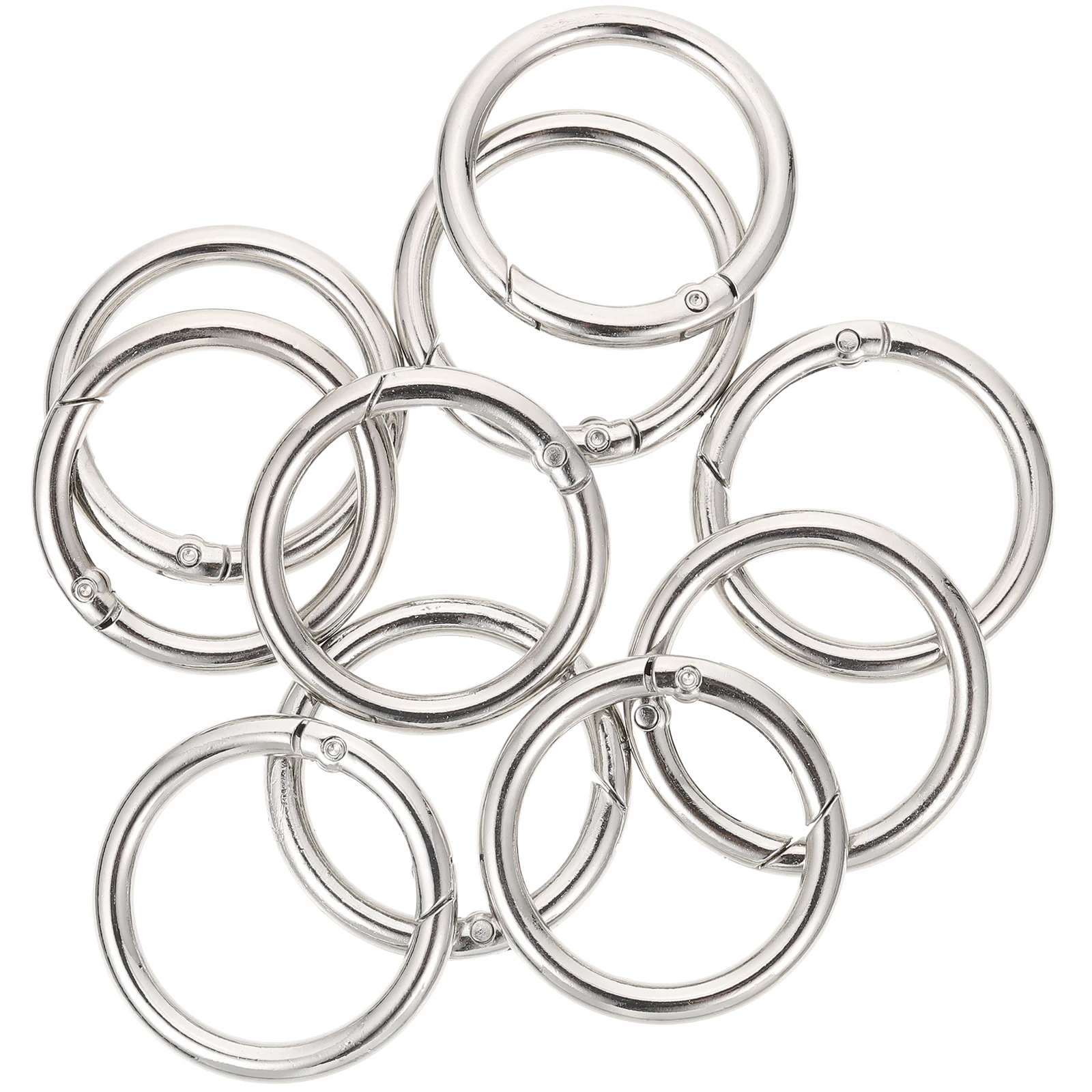 

10 Pcs Spring Buckle Key Circle Split Rings Keyring Flat Alloy Keychains Crafts