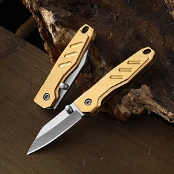 Brass Mini Folding Utility Knife Keychain Small Folding Pocket Knife For Men Package Envelope Opener Outdoor Tiny Pocketknife